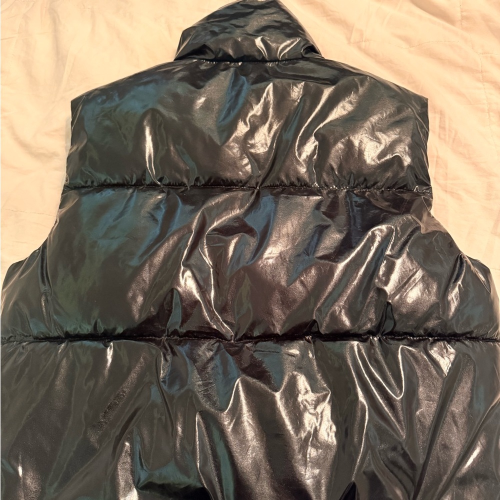 Shiny Black Puffer Vest
